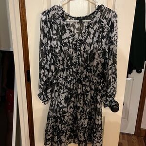 Elegant Sheer Black and White Women's Dress